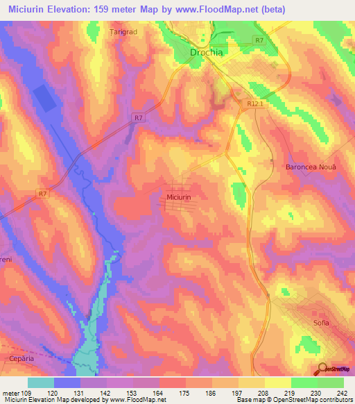 Miciurin,Moldova Elevation Map