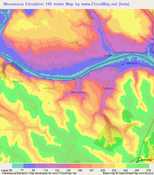 Mereseuca,Moldova Elevation Map