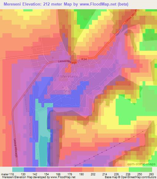 Mereseni,Moldova Elevation Map