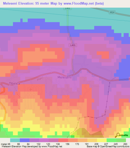 Meleseni,Moldova Elevation Map