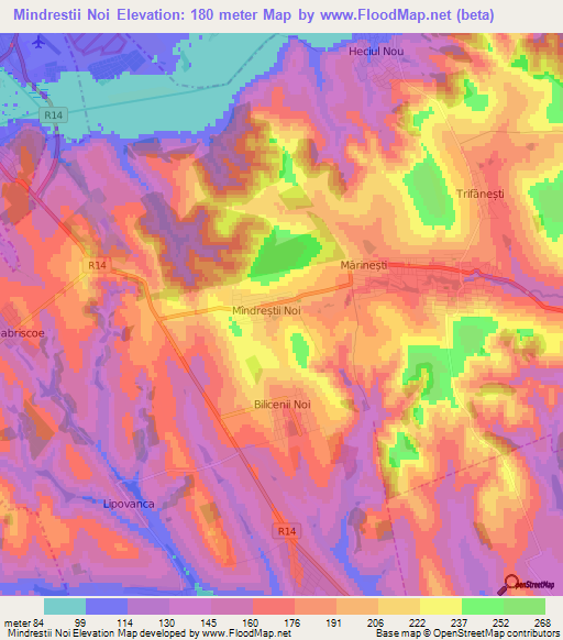 Mindrestii Noi,Moldova Elevation Map