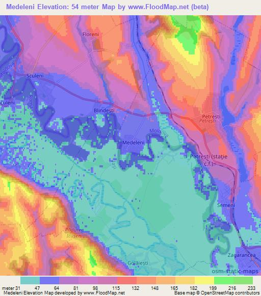 Medeleni,Moldova Elevation Map