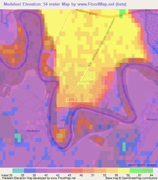 Medeleni,Moldova Elevation Map