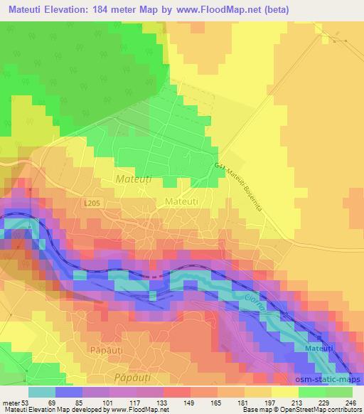 Mateuti,Moldova Elevation Map