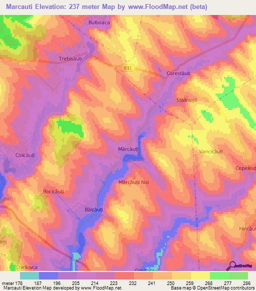 Marcauti,Moldova Elevation Map