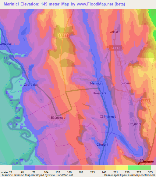 Marinici,Moldova Elevation Map