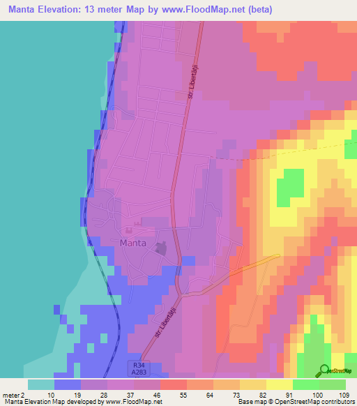 Manta,Moldova Elevation Map