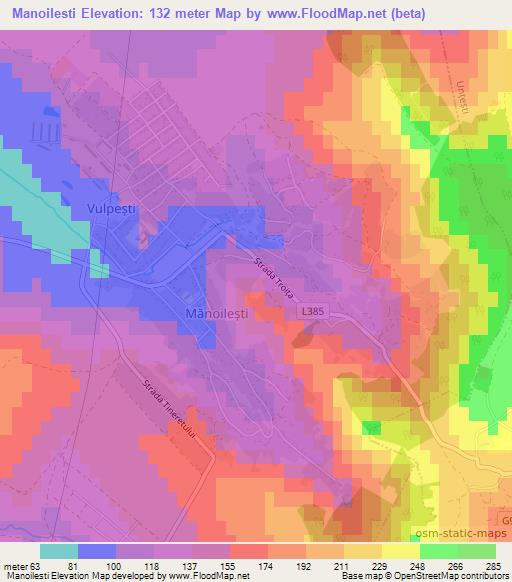 Manoilesti,Moldova Elevation Map