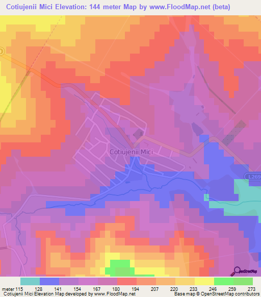 Cotiujenii Mici,Moldova Elevation Map