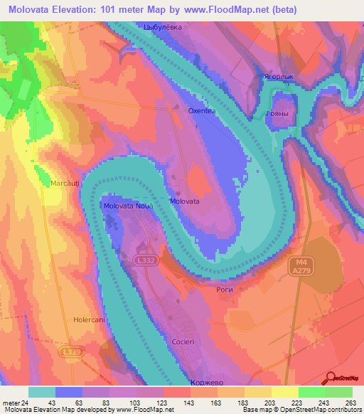 Molovata,Moldova Elevation Map