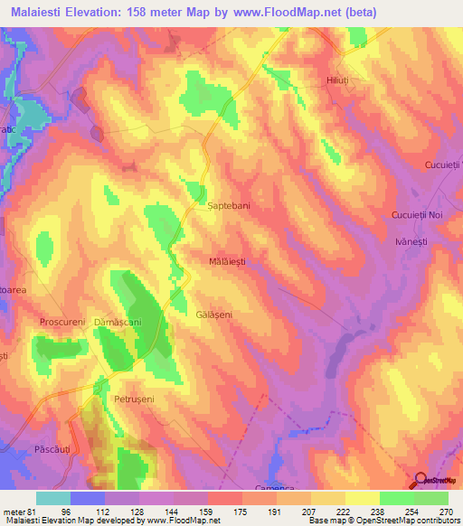 Malaiesti,Moldova Elevation Map