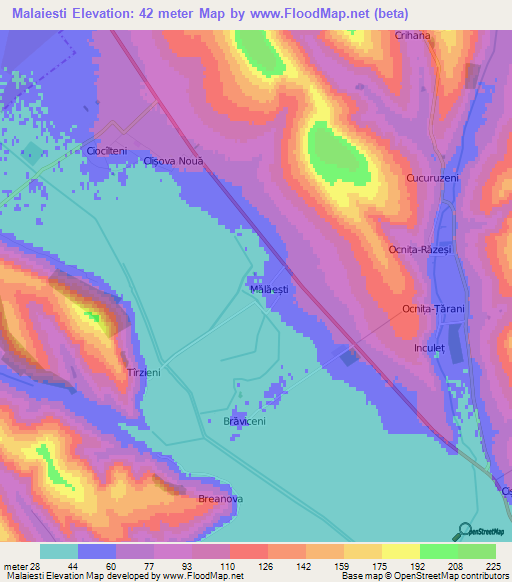 Malaiesti,Moldova Elevation Map