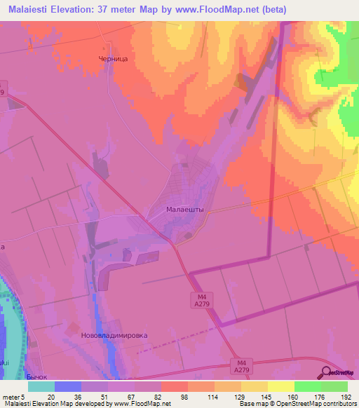 Malaiesti,Moldova Elevation Map