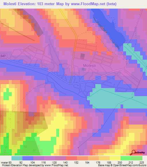 Molesti,Moldova Elevation Map