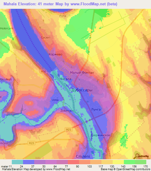 Mahala,Moldova Elevation Map