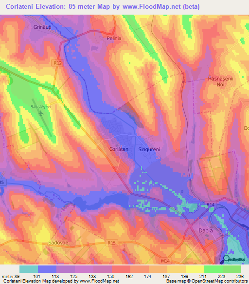 Corlateni,Moldova Elevation Map