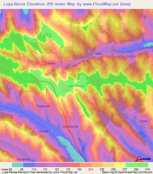 Lupa-Recea,Moldova Elevation Map