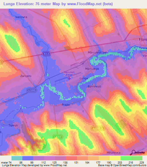 Lunga,Moldova Elevation Map