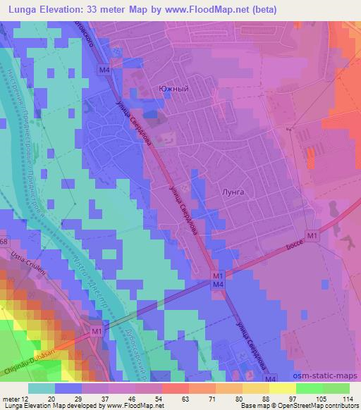 Lunga,Moldova Elevation Map