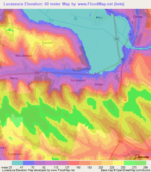 Lucaseuca,Moldova Elevation Map