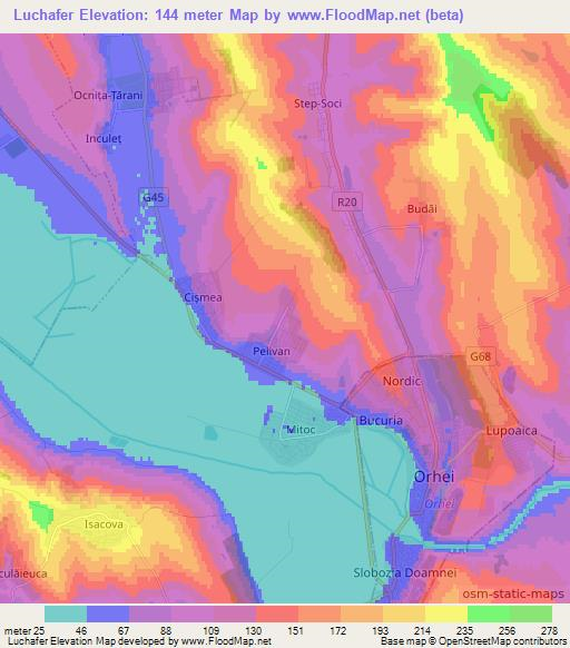 Luchafer,Moldova Elevation Map