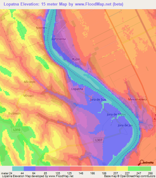 Lopatna,Moldova Elevation Map