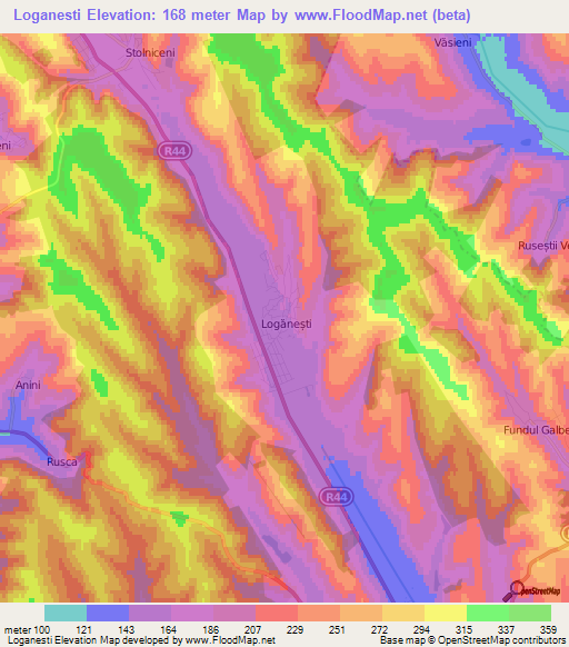 Loganesti,Moldova Elevation Map