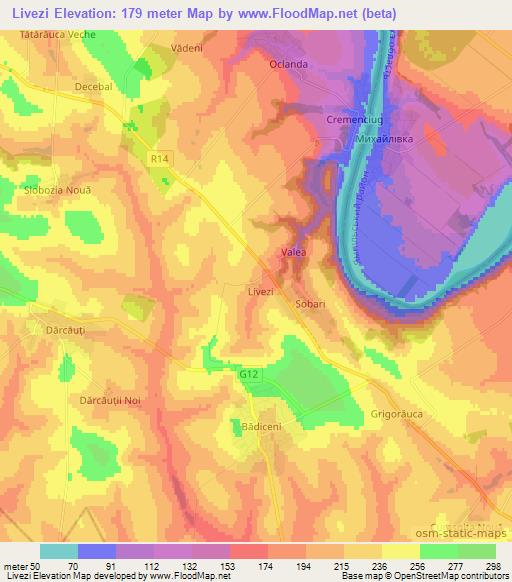 Livezi,Moldova Elevation Map