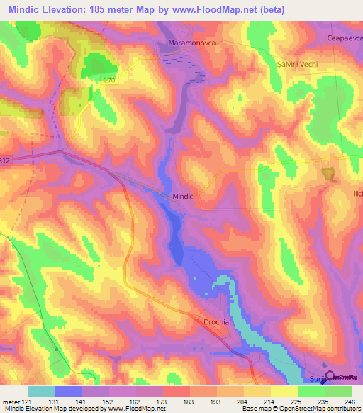 Mindic,Moldova Elevation Map