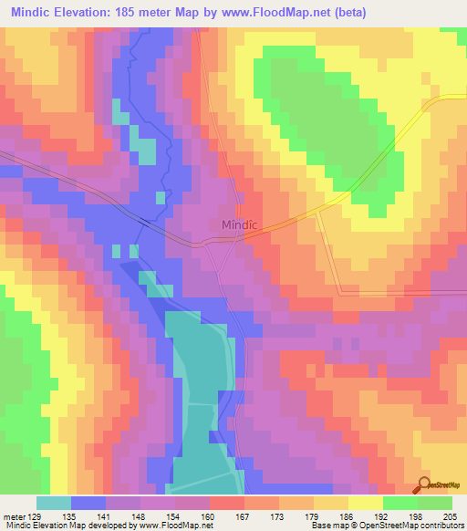 Mindic,Moldova Elevation Map