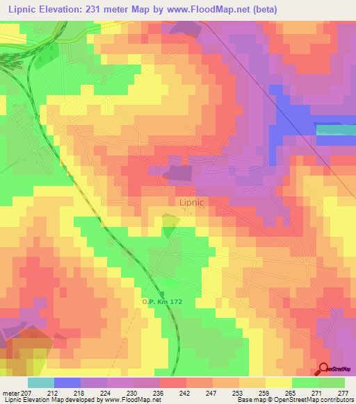 Lipnic,Moldova Elevation Map