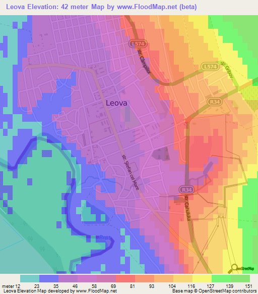 Leova,Moldova Elevation Map