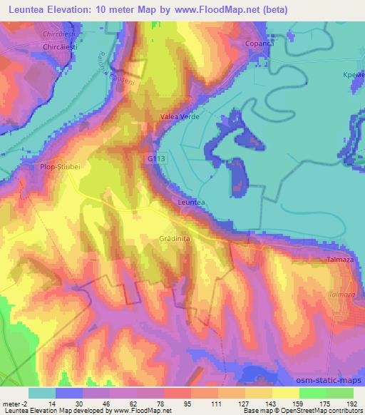 Leuntea,Moldova Elevation Map