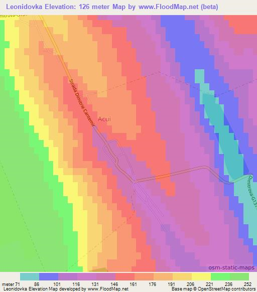 Leonidovka,Moldova Elevation Map