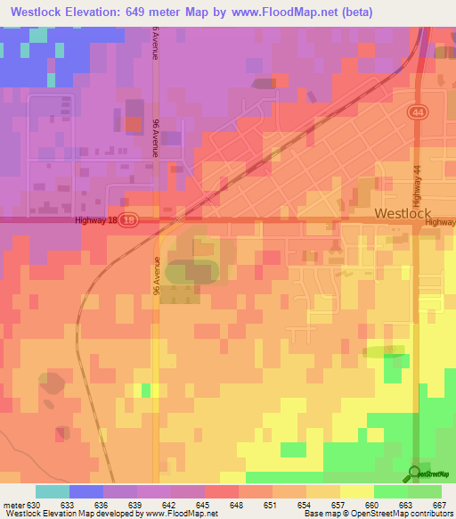 Westlock,Canada Elevation Map