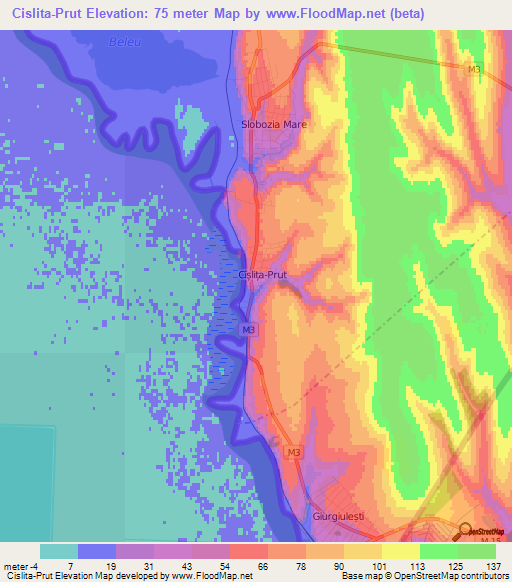 Cislita-Prut,Moldova Elevation Map