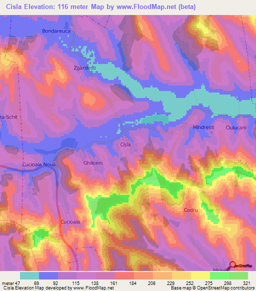 Cisla,Moldova Elevation Map