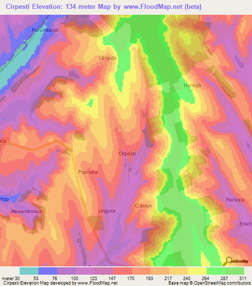 Cirpesti,Moldova Elevation Map