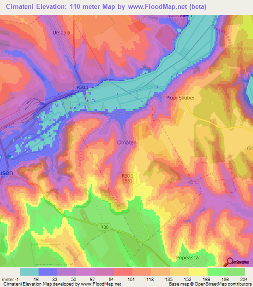 Cirnateni,Moldova Elevation Map