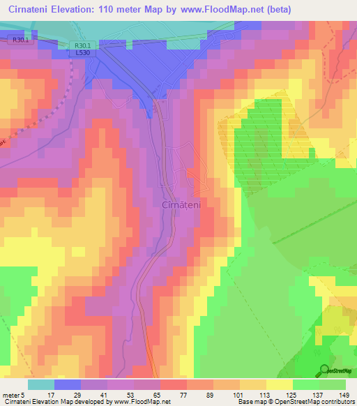 Cirnateni,Moldova Elevation Map