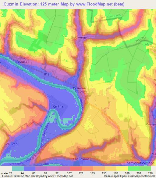 Cuzmin,Moldova Elevation Map