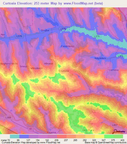 Curtoaia,Moldova Elevation Map