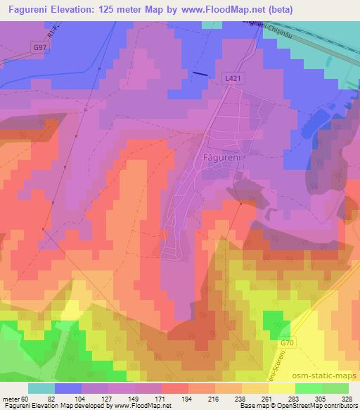 Fagureni,Moldova Elevation Map