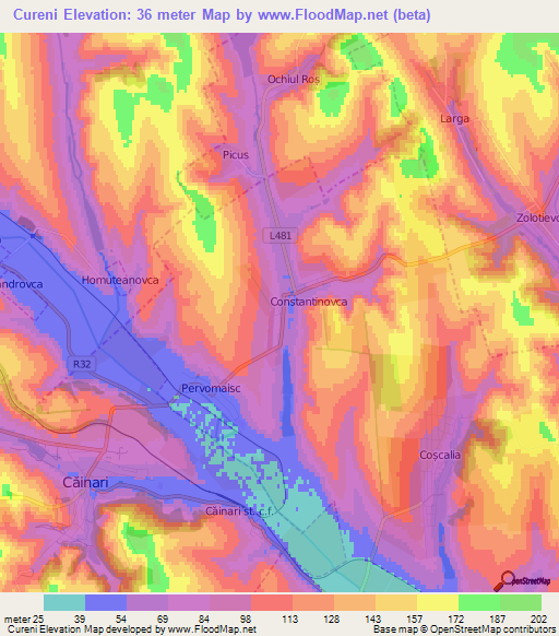 Cureni,Moldova Elevation Map