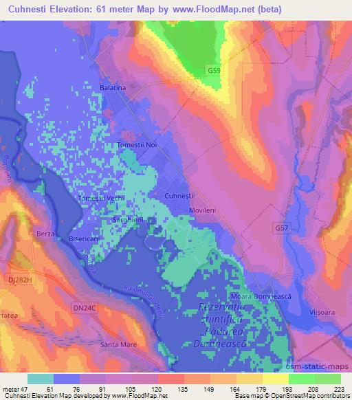 Cuhnesti,Moldova Elevation Map