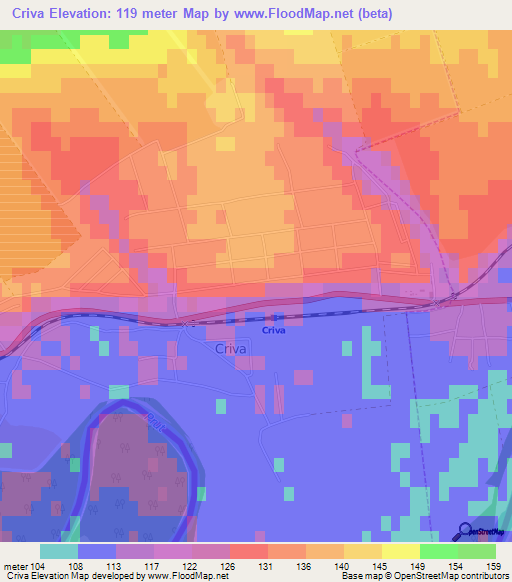 Criva,Moldova Elevation Map