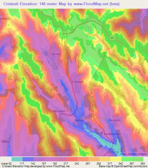 Cristesti,Moldova Elevation Map