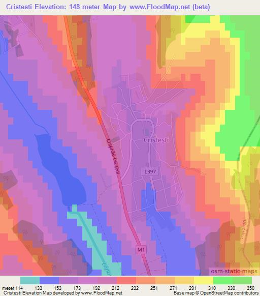 Cristesti,Moldova Elevation Map