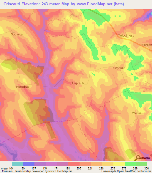 Criscauti,Moldova Elevation Map