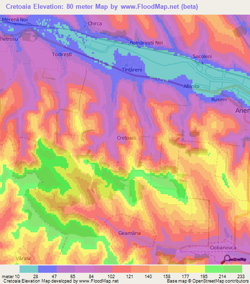 Cretoaia,Moldova Elevation Map